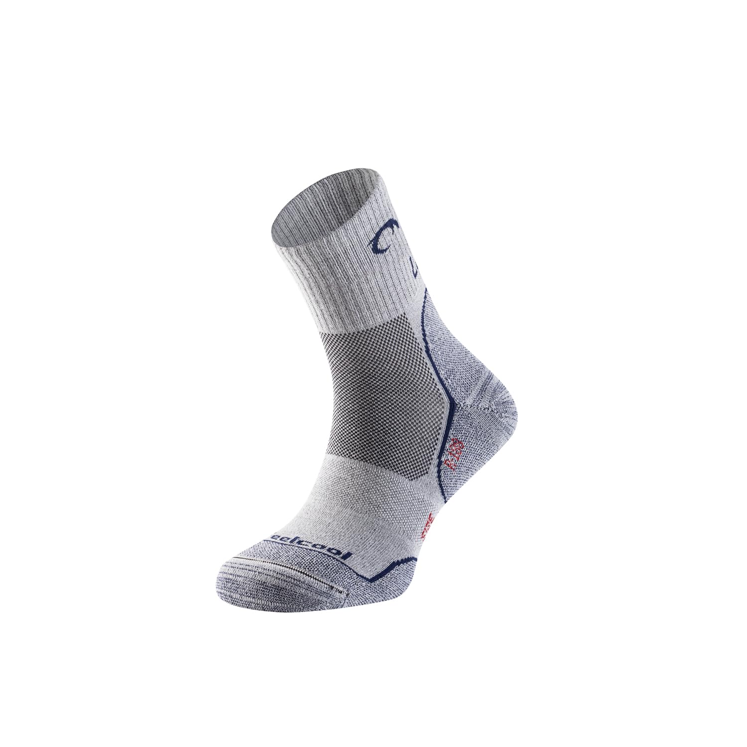 Lurbel Camino Four, Seamless Socks, Walking Socks, Hiking Socks, Breathable Socks and Unisex Socks., Light Grey/Navy, L