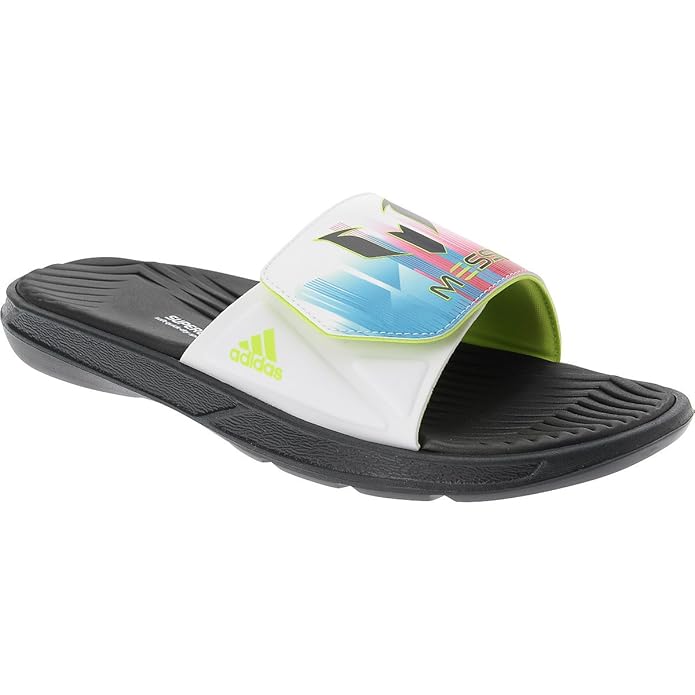 Amazon.com | adidas Messi Slide US Men's 13 M (Black/White/SolarSlime) | Sandals