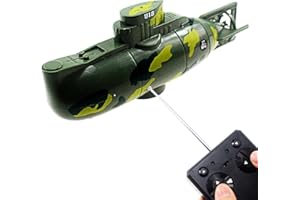 Tipmant Mini RC Submarine Remote Control Boat Military Model Electronic Water Toy Waterproof Diving for Fish Tank, Bathtub Ki