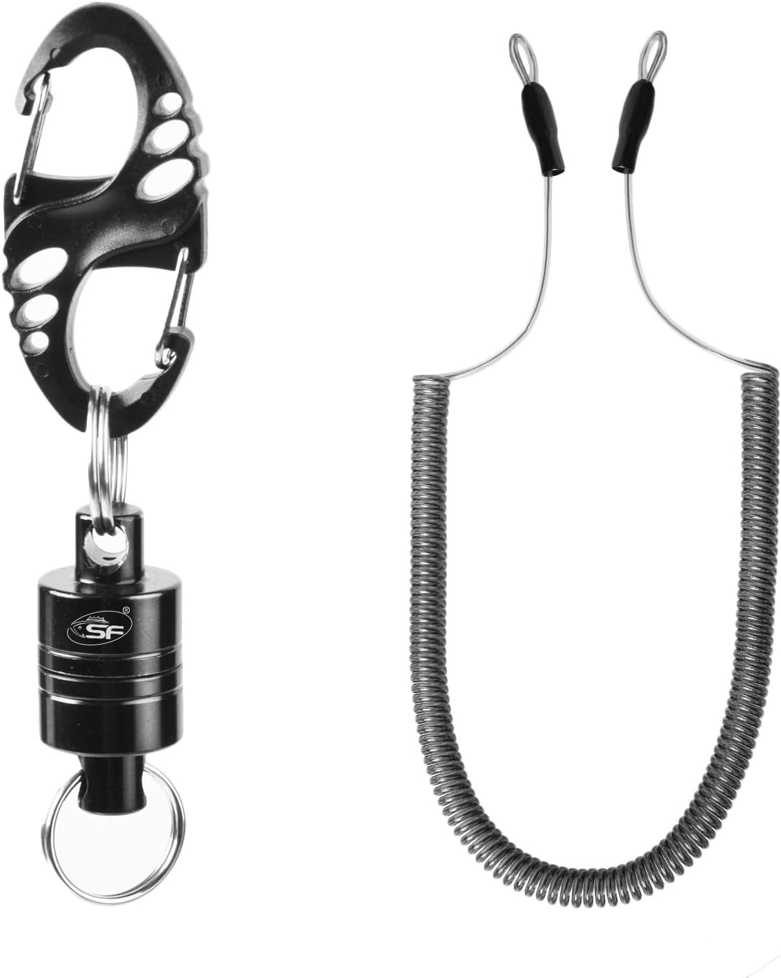 SF Strongest Magnetic Net Release Magnet Clip Holder Retractor with Coiled Lanyard Carabiner