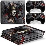 ZoomHit Ps4 PRO Playstation 4 Console Skin Decal Sticker Skull Metal + 2 Controller Skins Set (Pro Only)