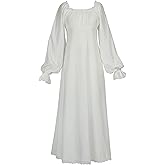 daizbella Medieval Renaissance Chemise Dress White Retro Medieval Dress Renaissance Costume for Women