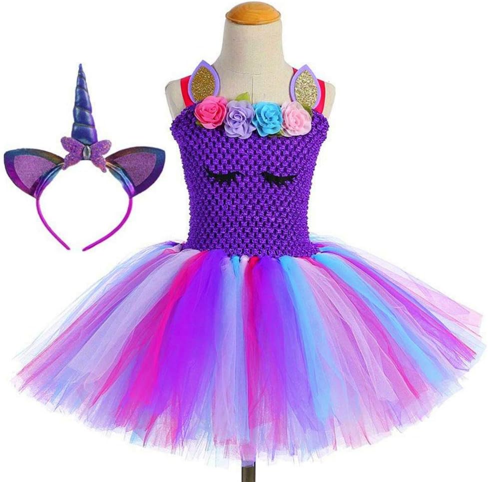 Moda Unicorn Tutu Dress for Girls Kids Birthday Party Unicorn Costume Outfit with Headband
