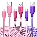 Micro Cords, Boxeroo 3-Pack Premium Nylon Braided Cable High Speed 10ft Micro USB Cable Nylon Cord Compatible with Android, Samsung, HTC, Sony, HP and More Smartphones, Tablets-Purple, Rose, Pink primary
