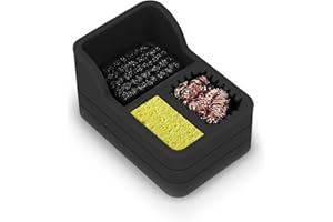 EOOKU Soldering Iron Tip Cleaner Kit with Brass Wool, Sponge,Steel Brush in Black Silicone Holder – Heat and Scratch Resistant Cleaning Tool for Soldering, Electronics Repair,DIY Projectst