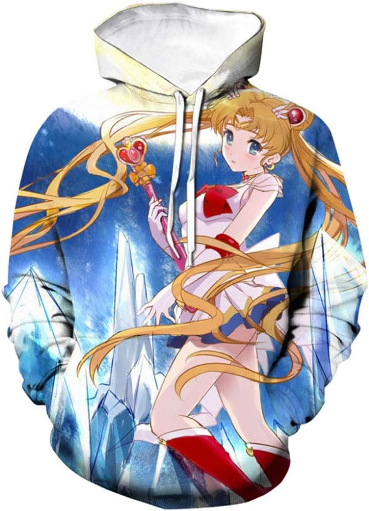 BoerMee Womens Anime Sailor Cosplay Costume Hoodie Cute Girls Luna Pullover Sweatshirt