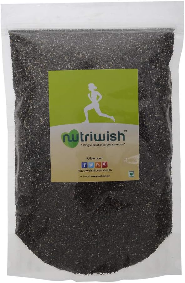 Nutriwish Premium Chia Seeds, 1Kg| Omega Rich | High in Fiber | Pack of 1 |