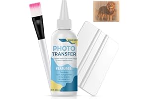 WANJAO Photo Transfer Medium, Photo Transfer Liquid Gloss Gel Medium with Brush, Scraper, Latex Gloves Fast Drying for Wood and Hard Surfaces, 200ml White