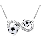 WINNICACA Sports Necklace 925 Sterling Silver Jewelry Tennis, Baseball, Volleyball, Soccer, Basketball, Football, Softball, Hockey Pendant Necklace for Women Men Player Fan Gifts