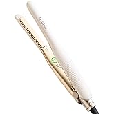 LivChic Small Flat Iron 1/2 inch Pencil Flat Iron for Edge, Short Hair, Pixie Cut and Bangs, French bob Iron for Edges with Anti-Pinch Design,with Anion Function-Dual Voltage for Travel (White)