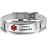 TGLS Red Medical Alert ID Emergency Bracelet for Women Men's First Aid Seniors Health Alarm Stainless Steel Plate Adjustable PVC Band Bracelets