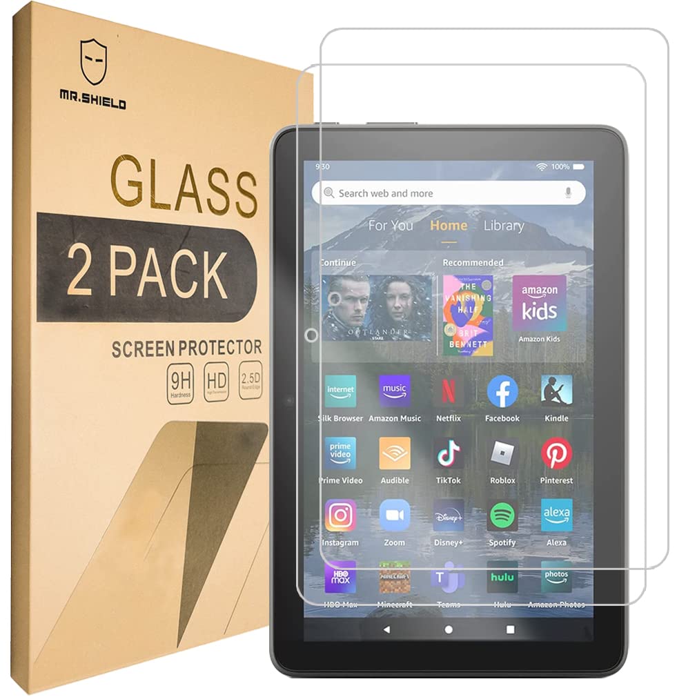 Photo 1 of [2-PACK]-Mr.Shield Designed For All-New Fire HD 8 (6th Gen, 2016 Release) [Tempered Glass] Screen Protector [0.3mm Ultra Thin 9H Hardness 2.5D Round Edge] with Lifetime Replacement