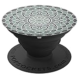Grey and Sage Green Geometric Flower - PopSockets