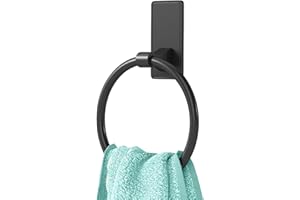 CHJGROUP Towel Ring, SUS304 Hand Towel Holder for Bathroom，Adhesive Towel Holder Bathroom Towel Hanger for Bathroom, Matte Black
