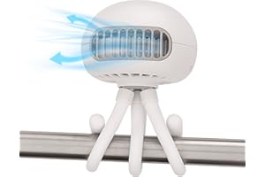 Asani Portable Bladeless Baby Stroller Fan, Rechargeable Battery-Operated Fan with 3 Breeze Settings & Quiet Motor, Personal Fan for Baby Car Seat, Camping, Desk, Golf Cart, Wheelchair, & More (White)