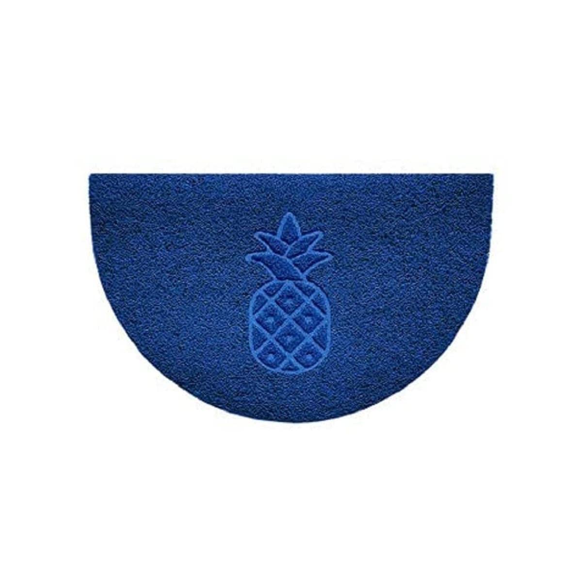 Nicoman Embossed Halfmoon Half Circle Door Mat Dirt-Trapper Jet-Washable Doormat 70x44cm (Blue, PINEAPPLE Shape) - Use Indoor or Sheltered Outdoor
