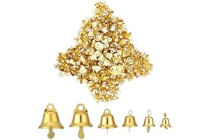 PH PandaHall 6 Sizes Golden Bell Charms 240pcs Metal Tiny Bells Jingle Bell Charms Mini Crafts Bell Christmas Decorative Pend