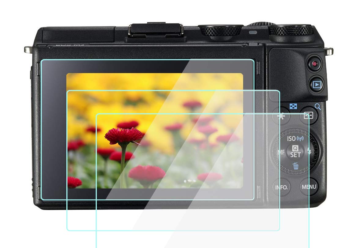 Komet M3 Screen Protector Glass Compatible for Canon EOS M3 M5 M10, 9H Tempered Glass Anti-Bubble Anti-scratch Anti-fingerprint Ultra-Clear, 3 Packs