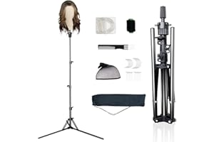 SZCY LLC Mannequin Head Stand, Adjustable Foldable Wig Stand Tripod, Reinforced Metal Mannequin Head Tripod Stand for Cosmetology Hairdressing Training(No Mannequin Head Included!)