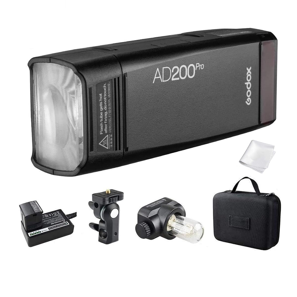 Godox AD200 Pro Version, 200Ws 2.4G Flash Strobe, 1/8000 HSS, 500 Full Power Flashes, 0.01-2.1s Recycling, 2900mAh Battery, Bare Bulb/Speedlite Fresnel Flash Head