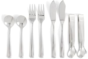 Ironwood Gourmet Stainless Steel Charcuterie Utensil Set of 8, Includes Forks, Knives/Spreaders, Spoons, Tongs