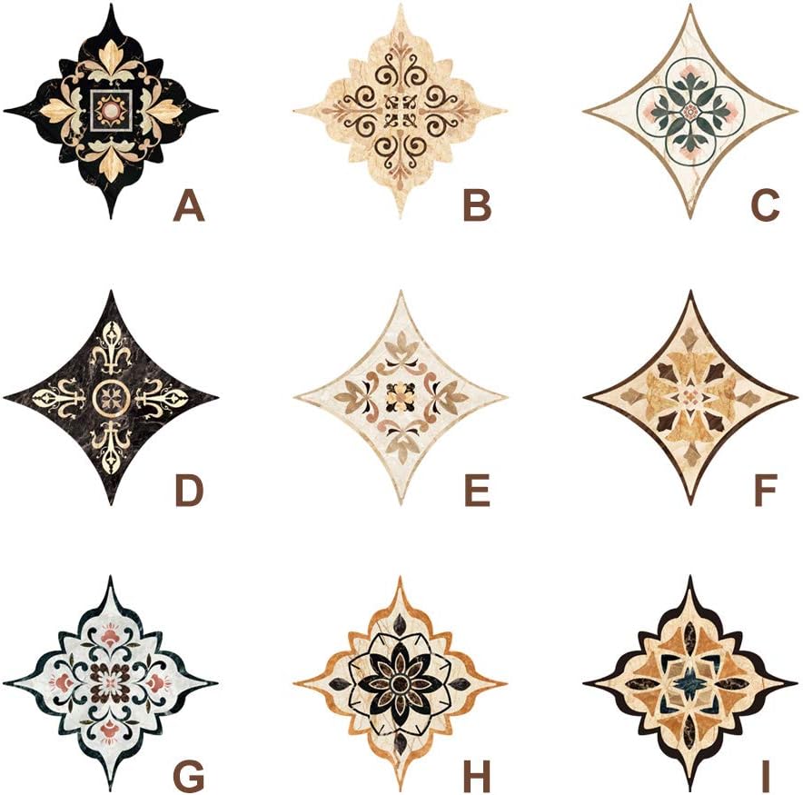 Godyluck 21pcs European Self Adhesive PVC Ceramic Tile Stickers Waterproof Floor Wall Sticker Diagonal Kitchen Home Decoration 8x8cm/3.2x3.2inch Per Piece