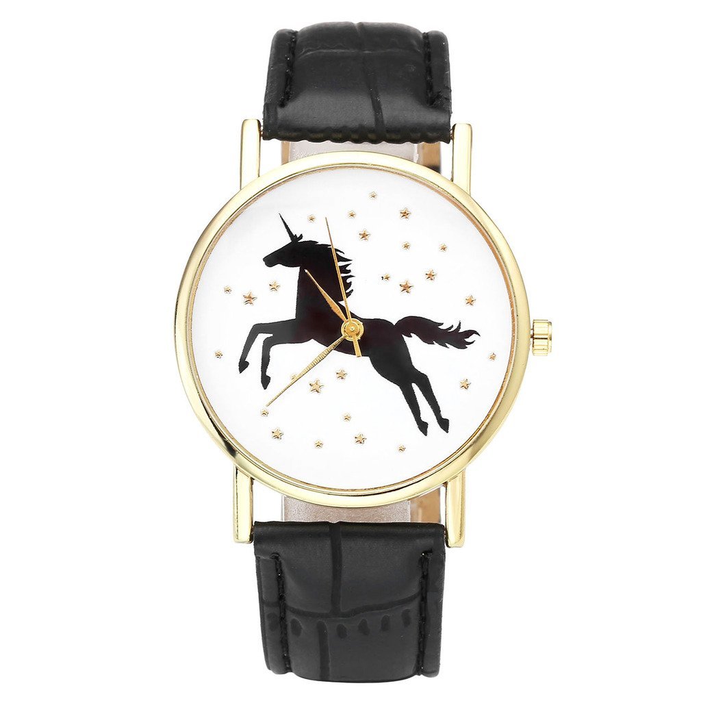 Top Plaza Fun Animal Searies Galloping Horse Fashion Womens Ladies Quartz Wrist Watch, Black