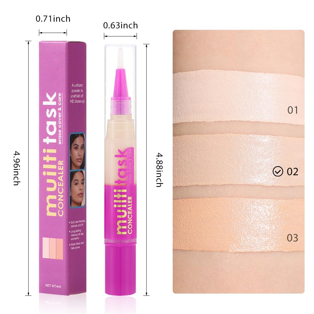 Kaely 2-in-1 Concealer & Brightener Stick, Waterproof Color Correcting Concealer Pen, Full Coverage Liquid Foundation
