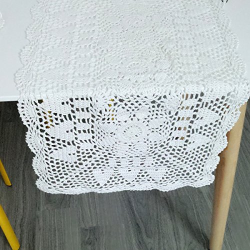 Laivigo Handmade Crochet Lace Table Cloth Doilies Doily,Rectangle,16 x 24 Inch,White - Thumbnail 5