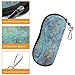 Fintie Glasses Case with Carabiner Hook, Ultra Light Portable Anti-scratch Travel Bag Dust-proof Neoprene Zipper Eyeglasses Sleeve Pouch, Shades of Blue