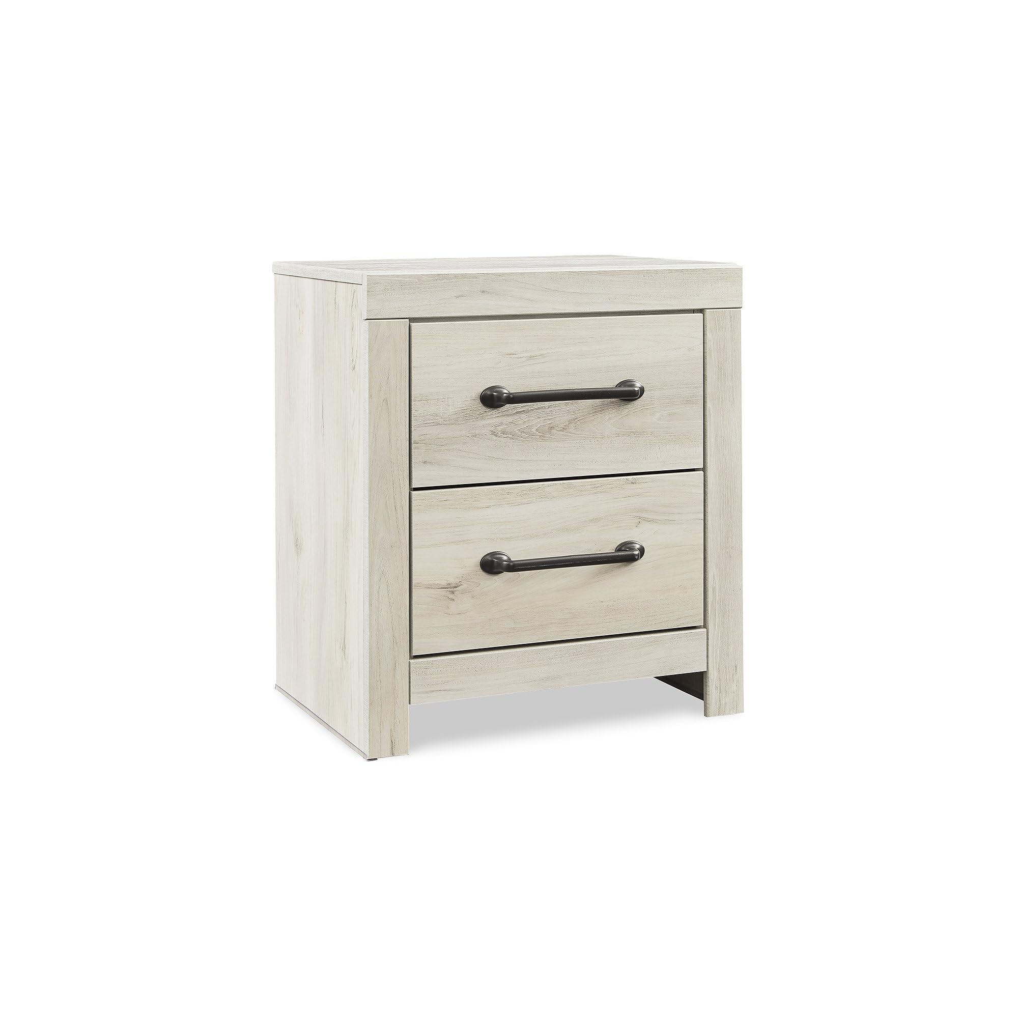 Signature Design by Ashley Cambeck Farmhouse Industrial 2 Drawer Two Drawer Nightstand with 2 Slim-Profile USB Charging Stations, 24.37" Tall, Whitewash Image Signature Design by Ashley Cambeck Farmhouse Industrial 2 Drawer Two Drawer Nightstand with 2 Slim-Profile USB Charging Stations, 24.37" Tall, Whitewash Image