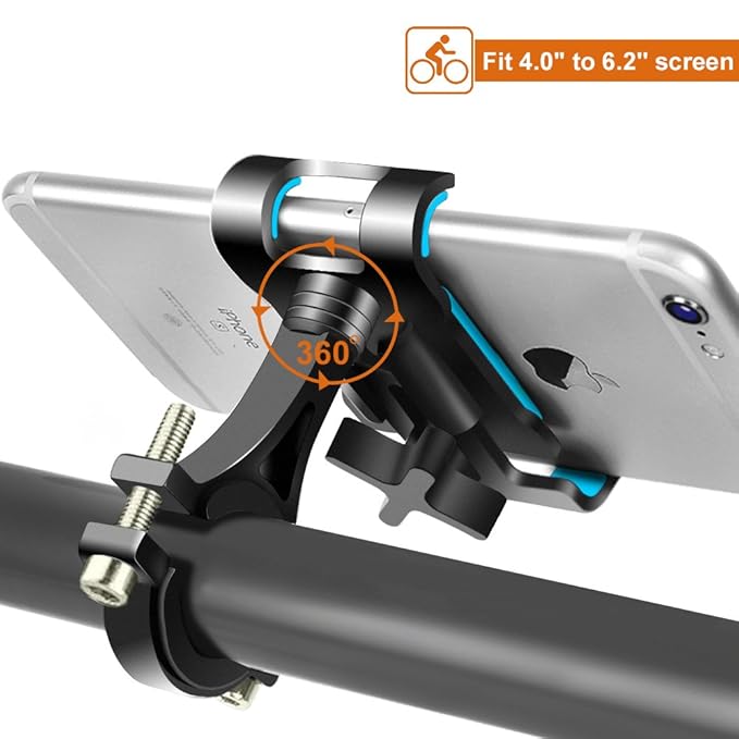 Handyhalterung Fahrrad Aluminium Handyhalter fürs Fahrrad Motorrad mit 360 Drehen, Anti-Shake Fahrrad Handy Halterung Univers