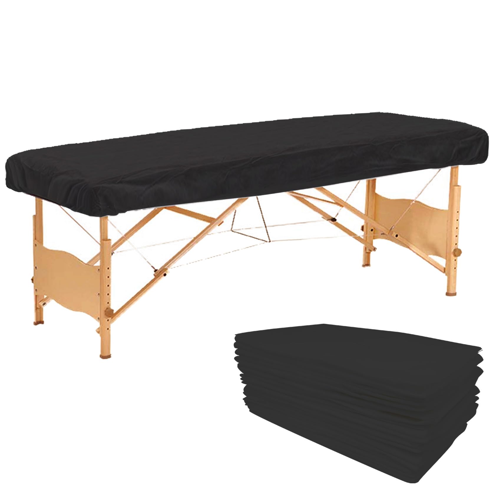 Photo 1 of 20PCS Disposable Fitted Massage Table Sheets, Heavy Duty Elastic Disposable Bed Cover, Breathable Disposable Fitted Sheets for Spa Black Non Woven Fabric 36 x 85 Inch