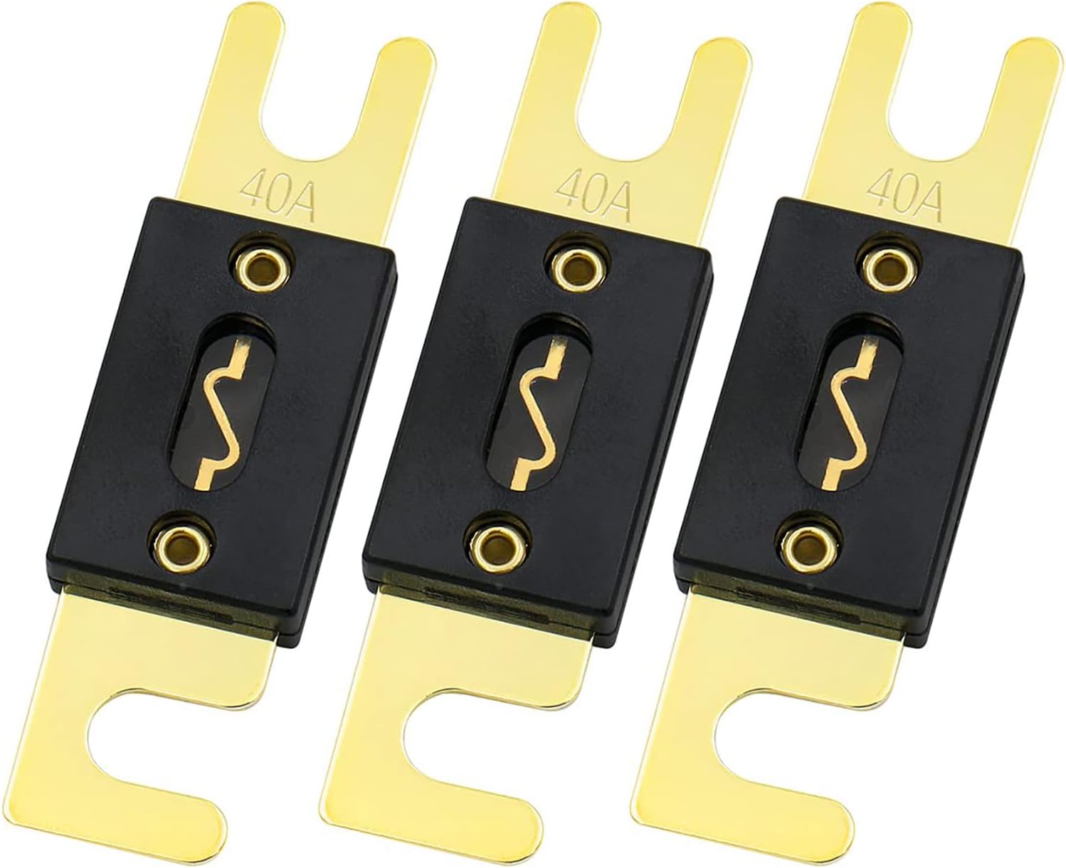 Baomain 3-Pack 40A ANL Fuse Bulk Value Pack with Gold-Plated Terminals for Car Audio, Amplifier, Truck, Boat, RV - 12V/24V Circuit Protection