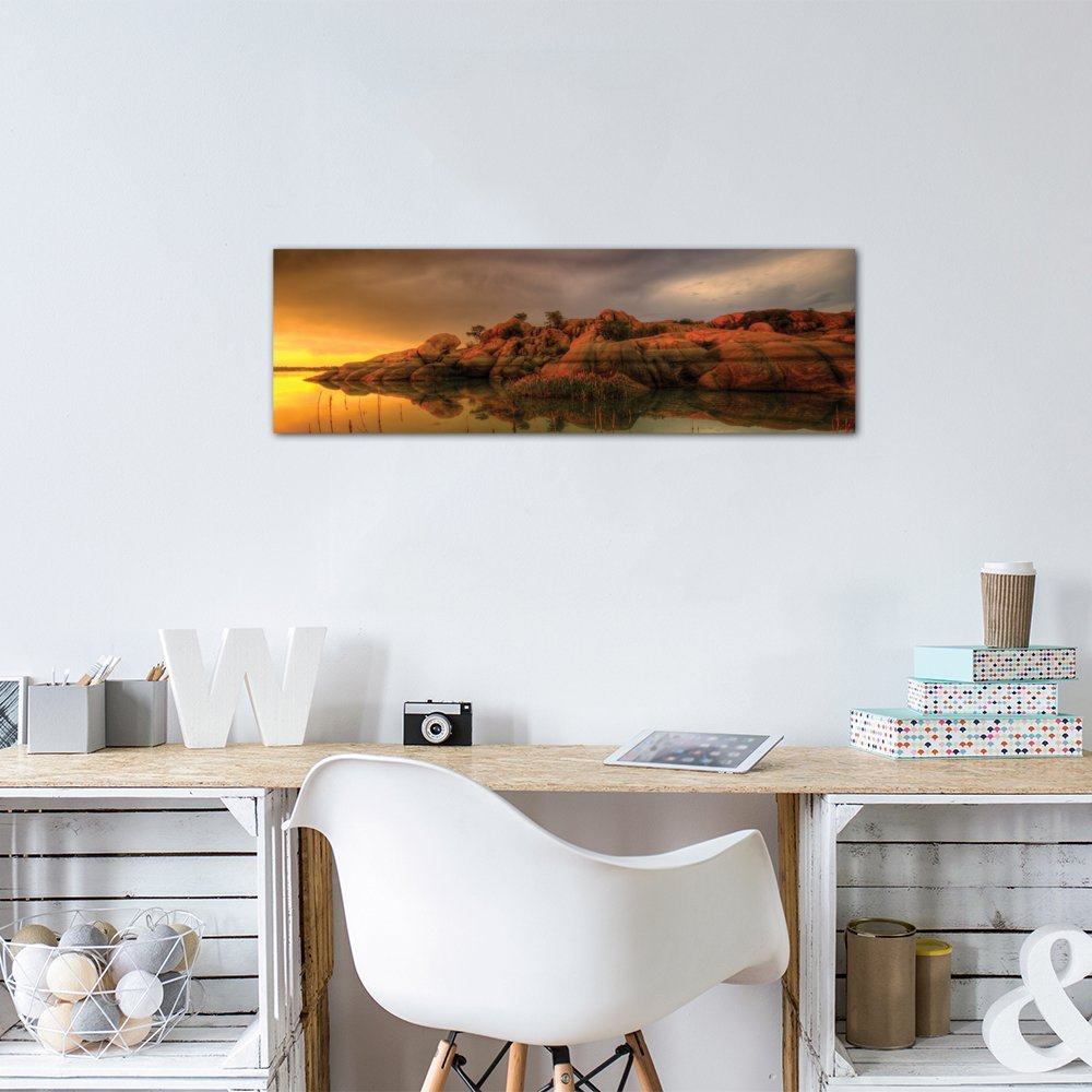 Icanvasart 3 Piece Willow Lake Rock Wide Ii Canvas Print By Bob Larson 1 5 By 16 By 48 Inch Home Kitchen Wall Art Inversionescordillera Cl