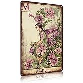 Flower Fairy Wall Decor Vintage Metal Tin Signs Fairy Garden Accessories - Kingcup