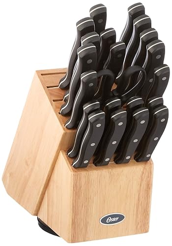 Oster Evansville 22 Piece Cutlery Set, Stainless Steel with Black