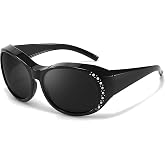 Myiaur Rhinestone Fit Over Glasses Sunglasses for Women Polarized UV400 | Trendy Wearover Sunglasses Anti Glare Lenses Ideal for Driving, Daily Wear And Beach Vacation