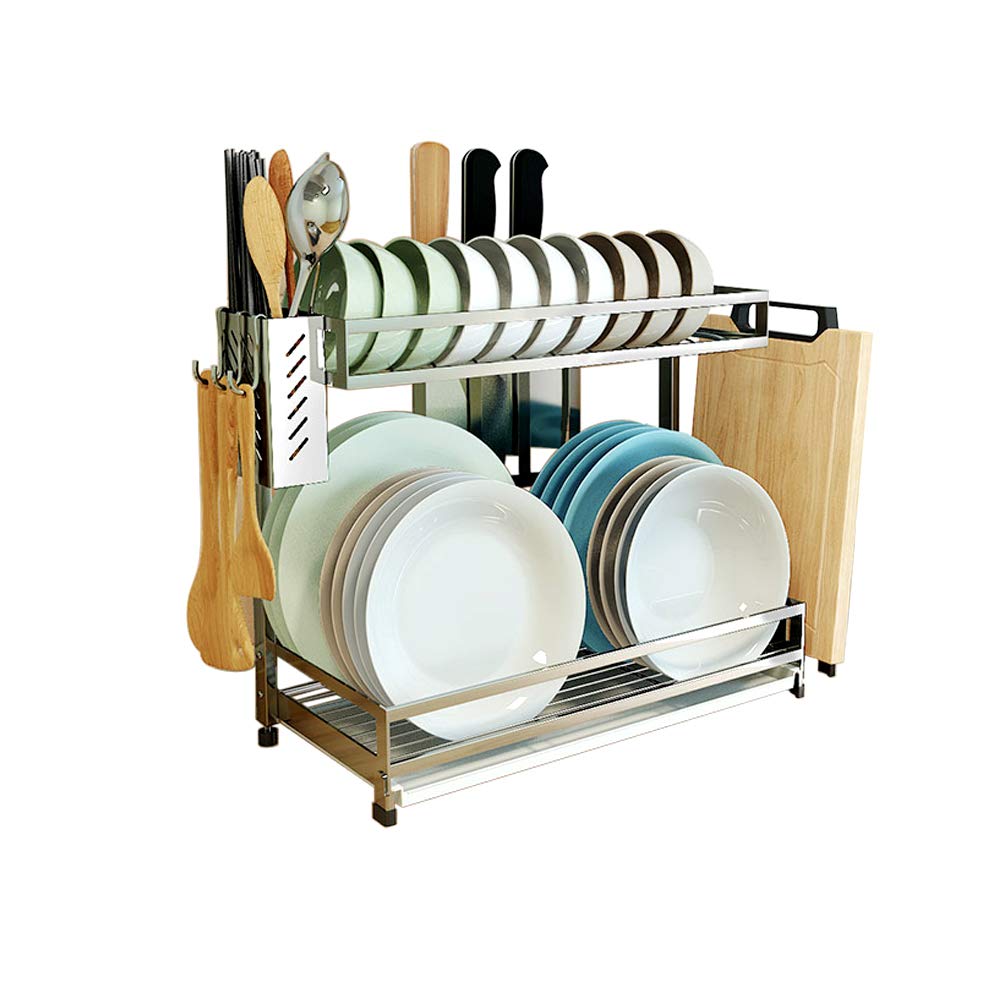 istBoom 2Tier Dish Rack, Stainless Steel Dish Drainer for Kitchen
