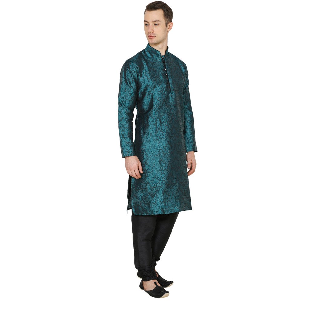 royal kurta men's jacquard silk printed kurta churidar