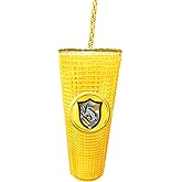 Spoontiques - Harry Potter Diamond Tumbler - Textured Cup with Straw - Double Wall Insulated and BPA Free - 20 oz - Hufflepuff