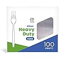 Gusto [100 Pack] Heavy Duty Disposable Clear Forks - Basic Cutlery for Parties, Events, and Everyday Use - Formerly Comfy Pac