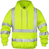 wefeyuv Hi Vis Men's Solid Color Reflective Visibility Sweatshirts Pullover