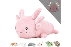 Niuniu Daddy 18" | 2.8 Pound Axolotl Weighted Stuffed Animals for Kids, Pink Weighted Plush Toy for Adults Girls, Small Axolotl Pillow with Glowing Ears in The Dark, Gift for Birthday Christmas