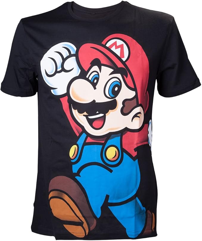 Nintendo Super Mario Bros. Super Bros. Let s Go Mario T Shirt Nero Small Bambini e Ragazzi