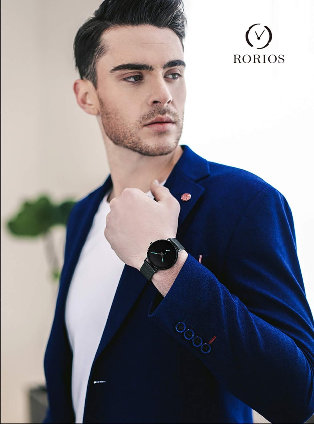 RORIOS Business Men Minimalist Watch Sport Watch Quartz Analog Watches Stainless Steel Mesh Strap Waterproof Ultra Thin Wrist Watches - Image 3