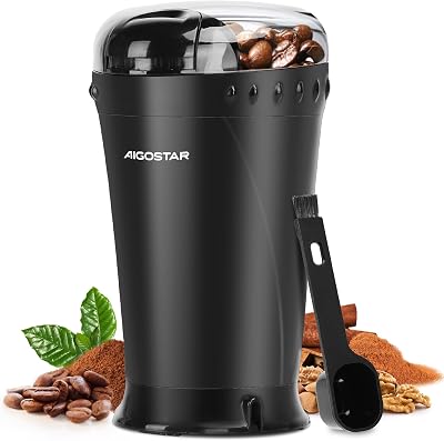Aigostar Electric Coffee Grinder Stainless Steel 200W 60g Capacity Black