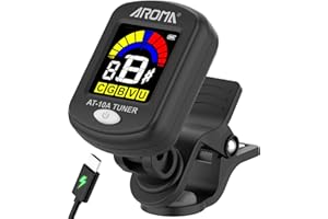 Ulumac Aroma Rechargeable Guitar Tuner Clip On for Guitar, Violin, Ukulele, Bass, Mandolin with Chromatic Tuning Modes, Full Color Display, Quick&Accurate Tuning,White(Type-C Charging Cable Included)