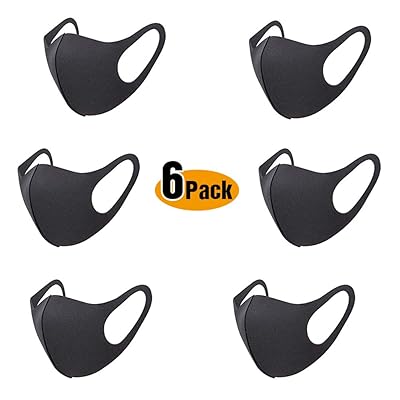 Unisex Mouth Mask Anti Dust Pollution Face Mouth Mask, Reusable Cotton Mouth Masks for Cycling Camping Travel Black 6 Pack