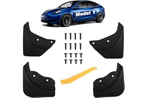 WONARBY Tesla Model Y Mud Flaps - 2023 2022 2021 Model Y Accessories Splash Guards - Tesla Mudguard Guards Protection with No Drilling Required - Set of 4 (Black)